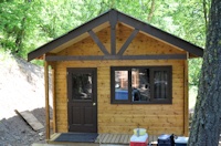 Weekend cabin kit with loft  built by bavariancottages.com out at Tyax lake in beautiful  BC, Canada